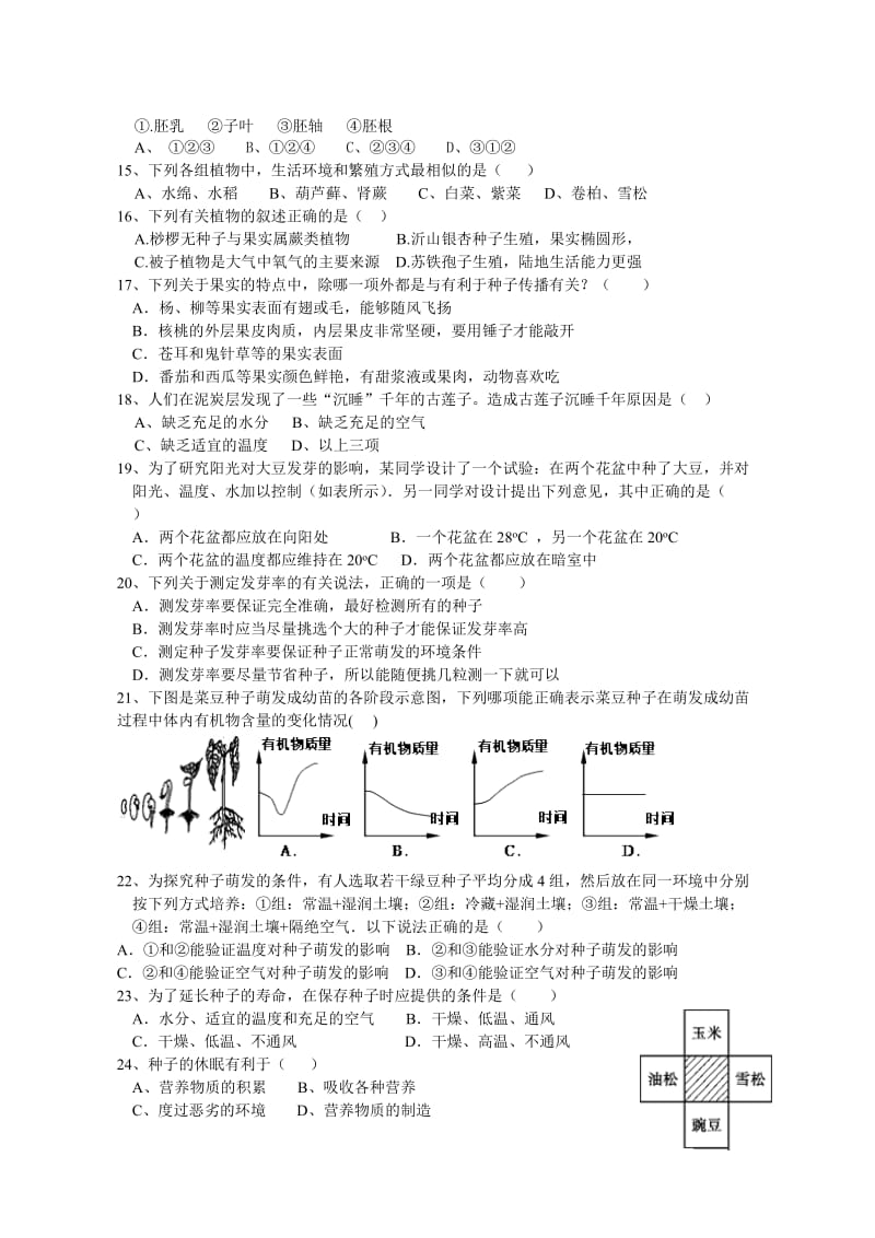 初一生物下册第一次月考.doc_第2页