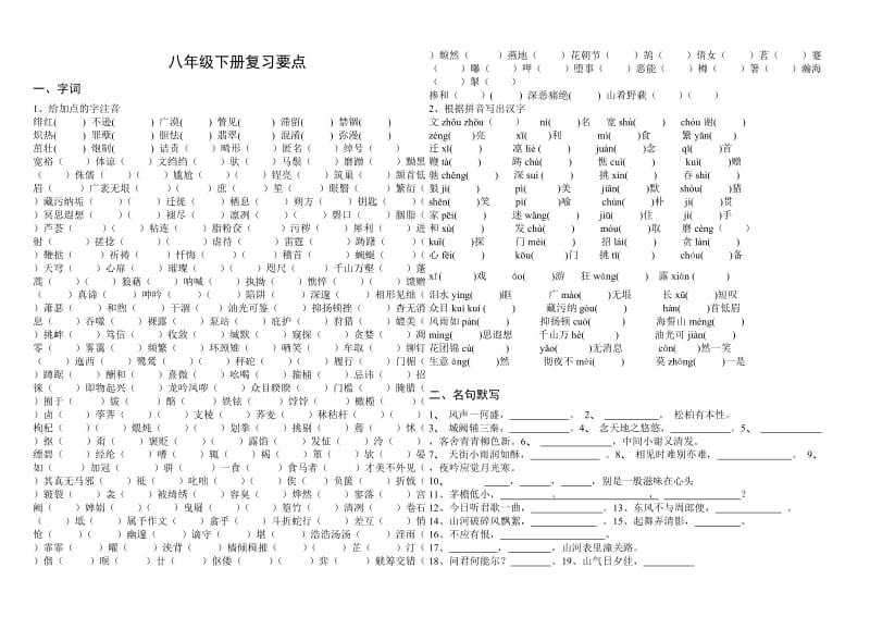 八年级语言下册复习要点.doc_第1页