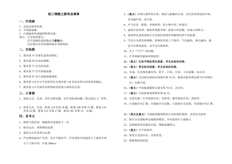 初二物理上册考点清单.doc_第1页