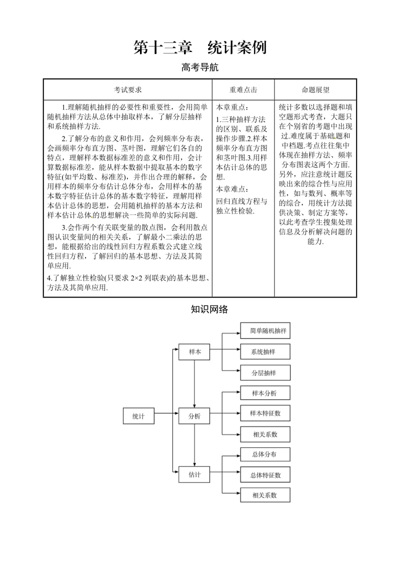 高三理数一轮复习：第十三章统计案例.doc_第1页