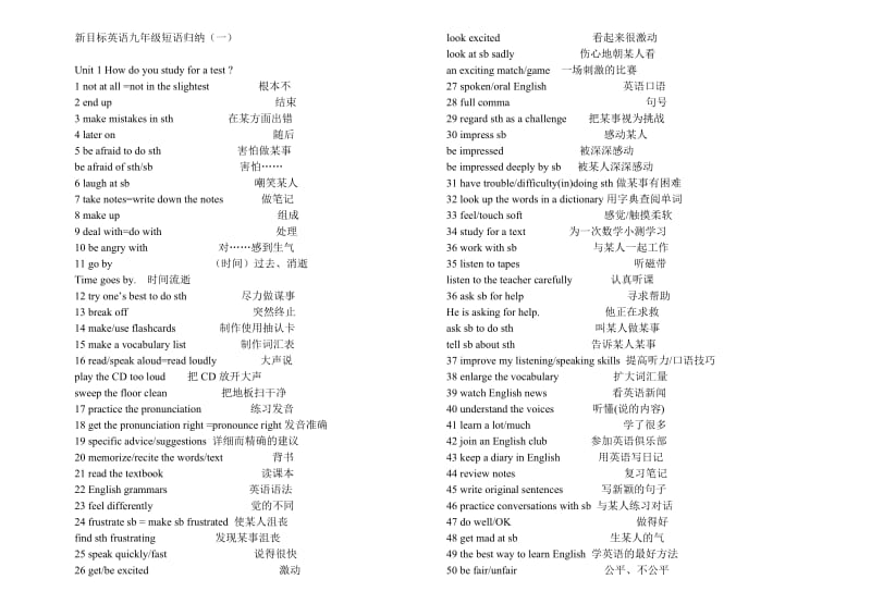 新目标英语九年级短语归纳.doc_第1页