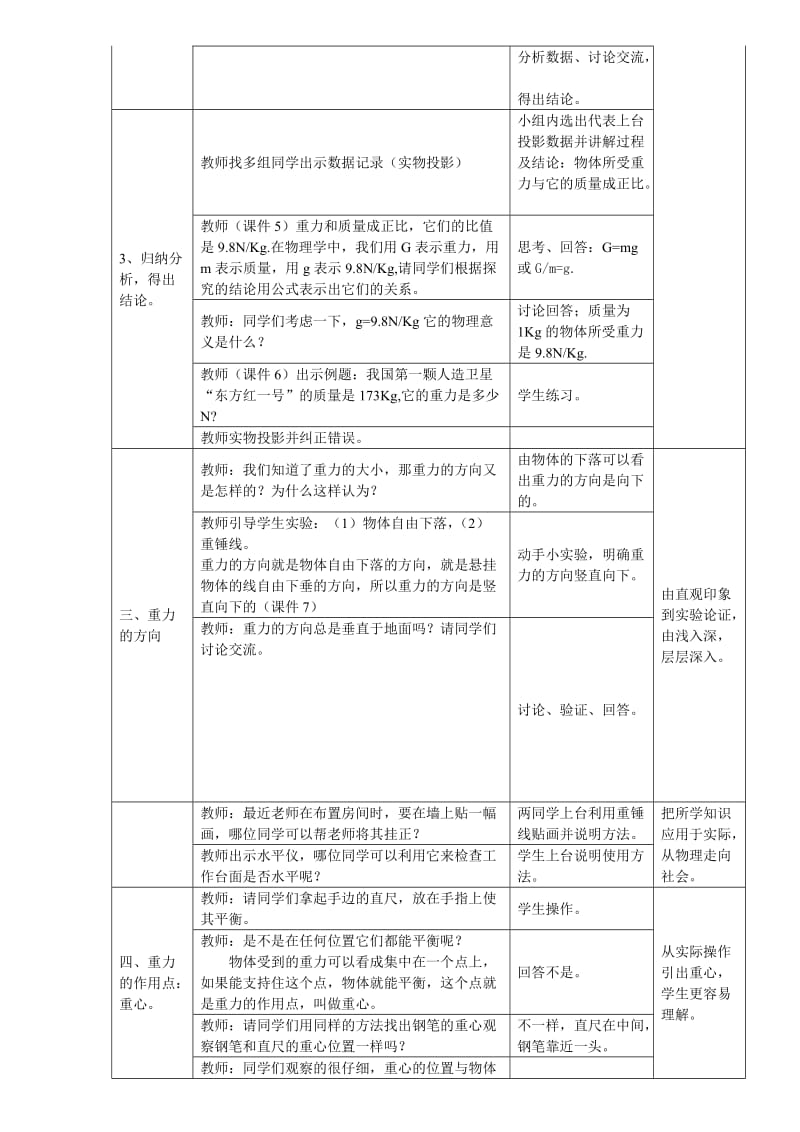 八年级物理《来自地球的力》教学设计沪科版.doc_第3页