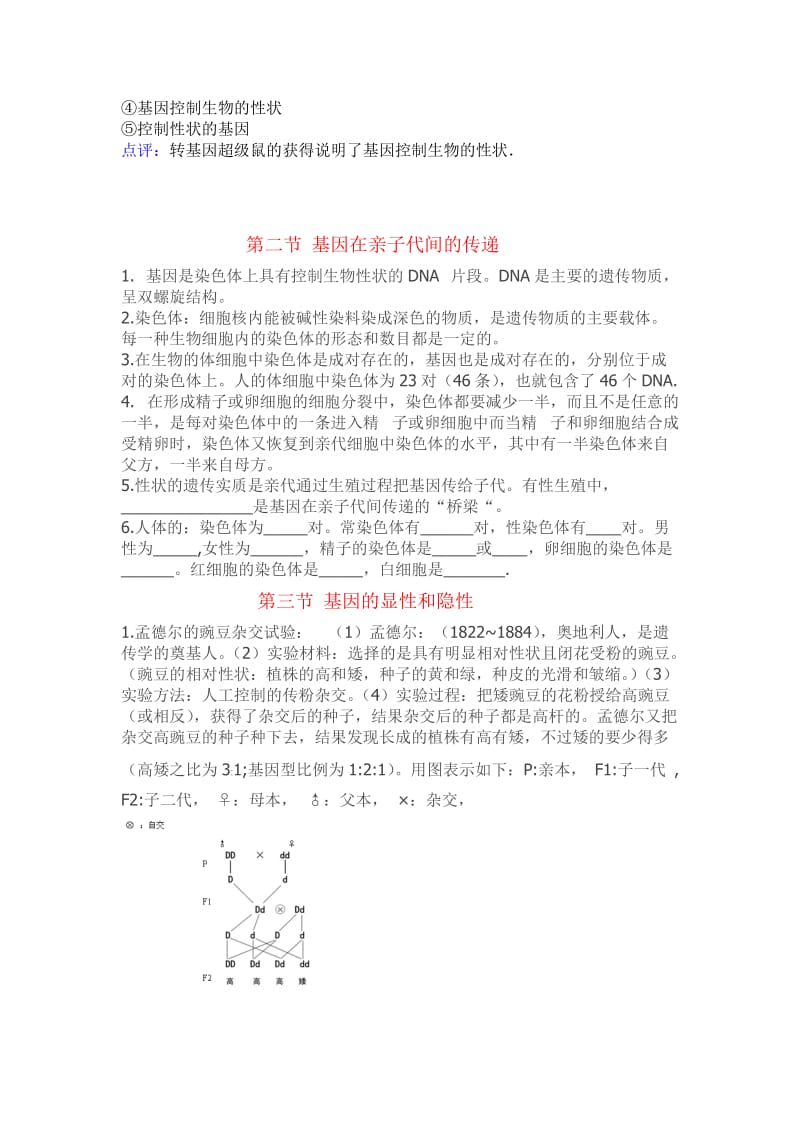 人教版八年级下期第二章生物的遗传和变异知识点.doc_第2页