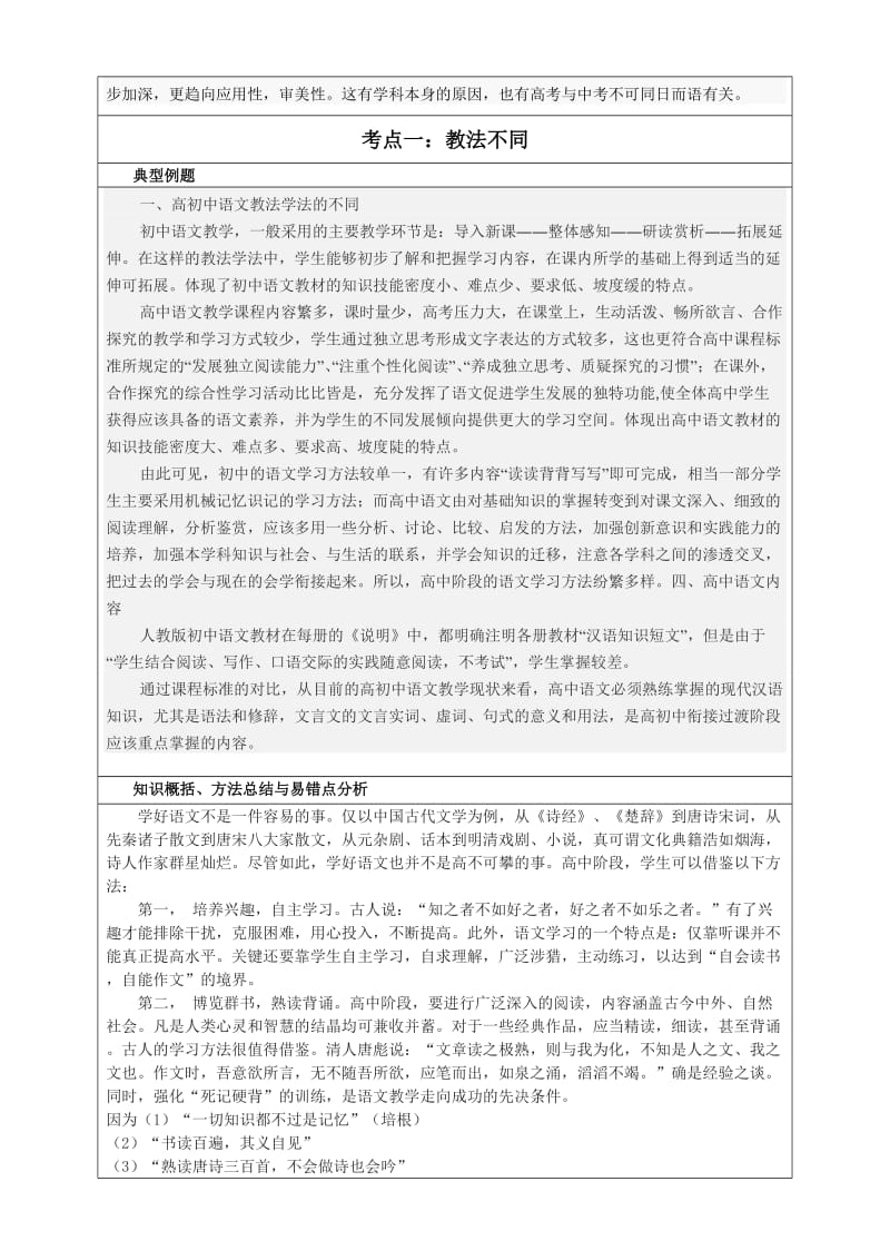 高一语文秋期小班讲义1-初高中语文区别及学习技巧.doc_第2页