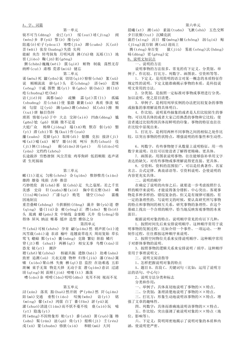 人教版八年级上字词、说明文.doc_第1页