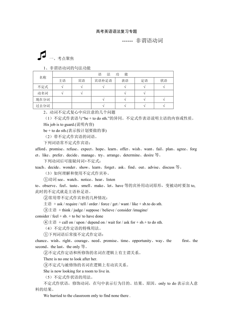 高考英语语法复习专题-非谓语动词.doc_第1页