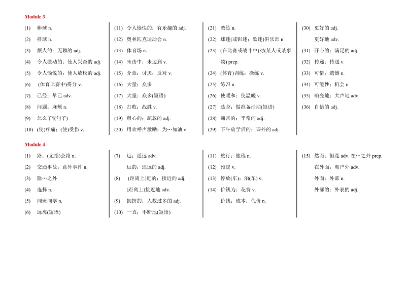 外研版英语天津八年级单词默写表(中文词性).doc_第2页