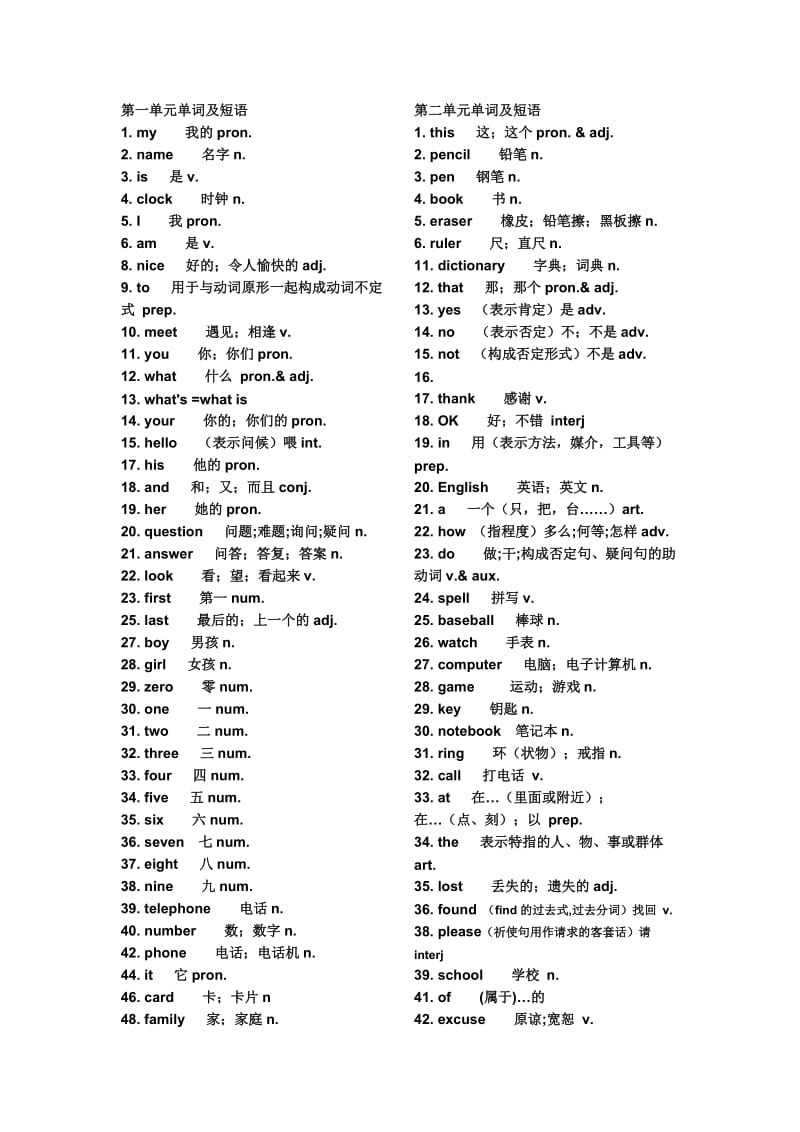 人教新目标七年级上册单词一览(黑体字).doc_第1页