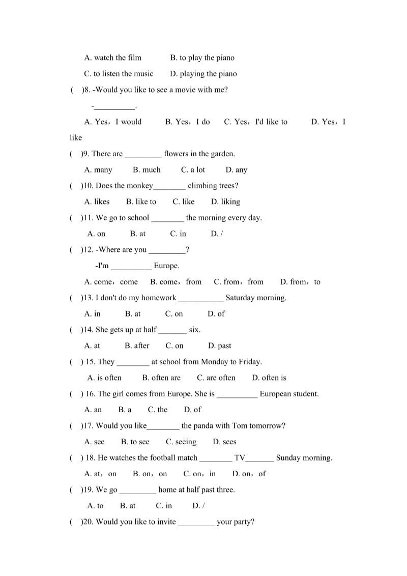 外研版初一英语《教与学》诊断性检测(四).doc_第2页