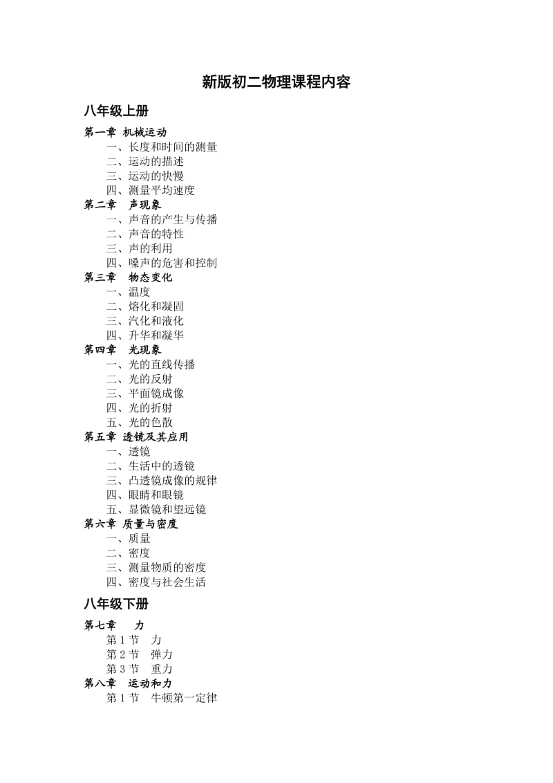 新版初二物理课程内容.doc_第1页