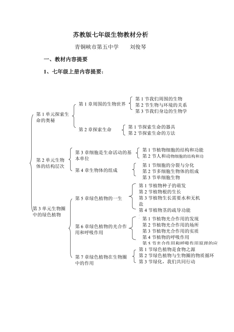 苏教版七年级生物教材分析.doc_第1页