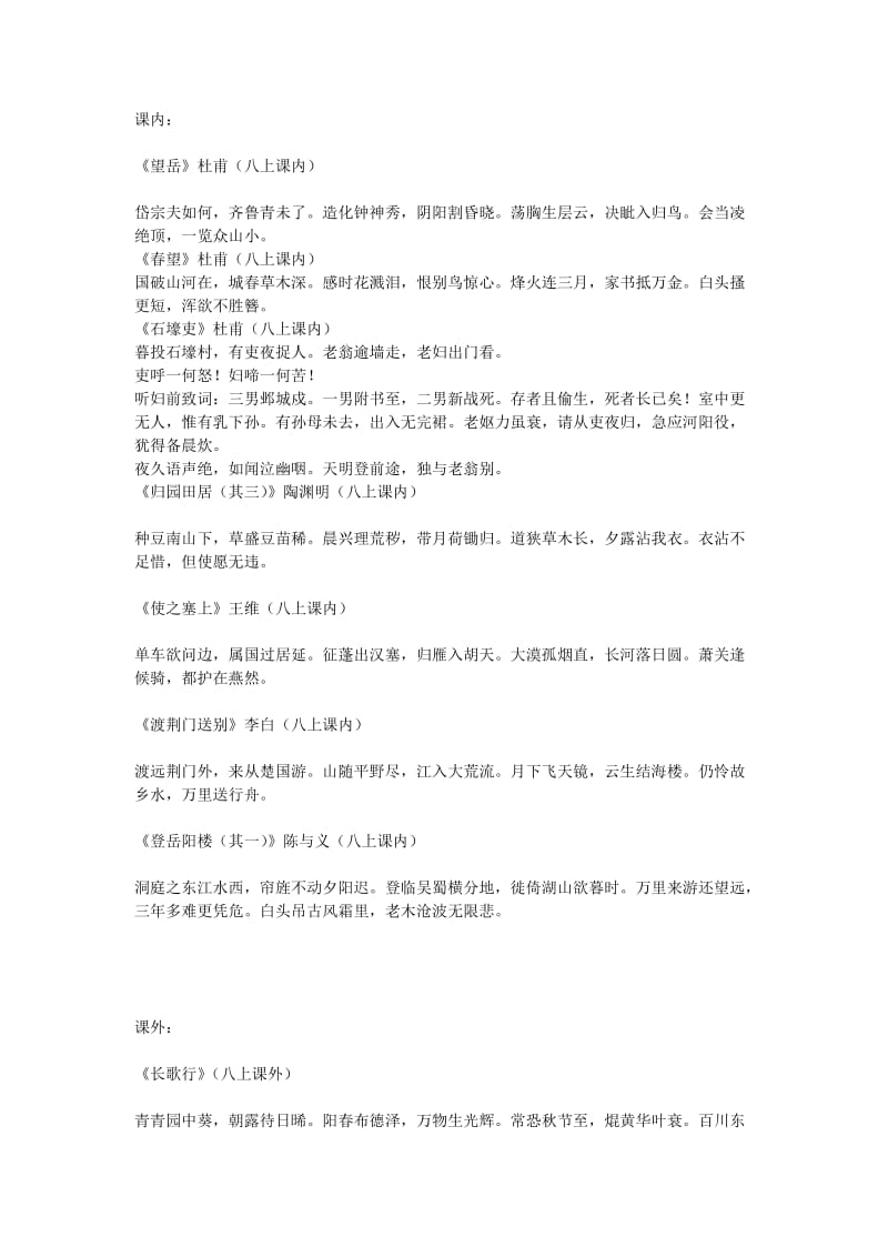 人教版语文八年级课内课外古诗全文辑录.doc_第1页