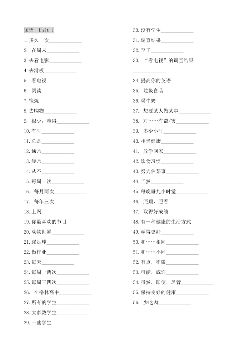 新目标英语八年级上单词表和短语表默写.doc_第2页