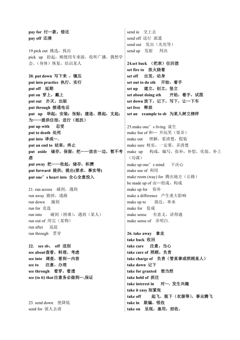 高考英语常见动词固定搭配(竖版).doc_第3页