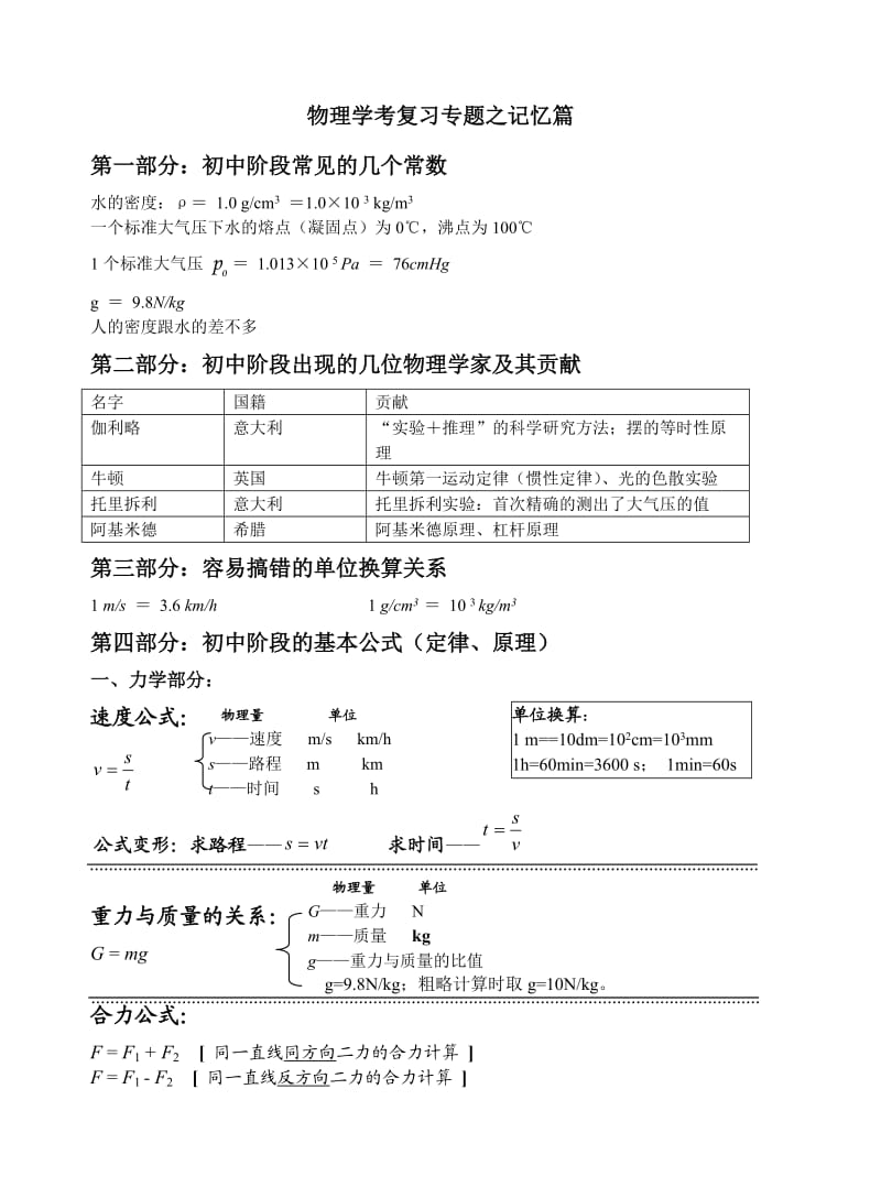 八年级物理公式及常用数据.doc_第1页