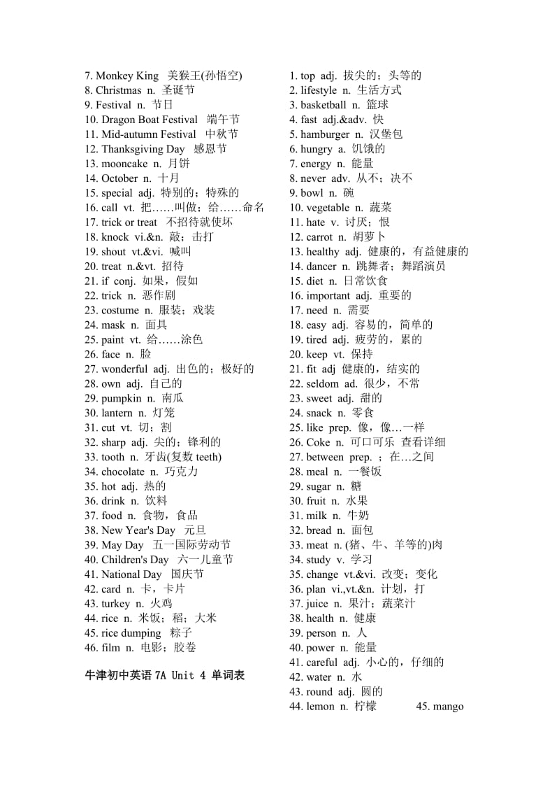 牛津初中英语7A单词表(英汉).doc_第3页