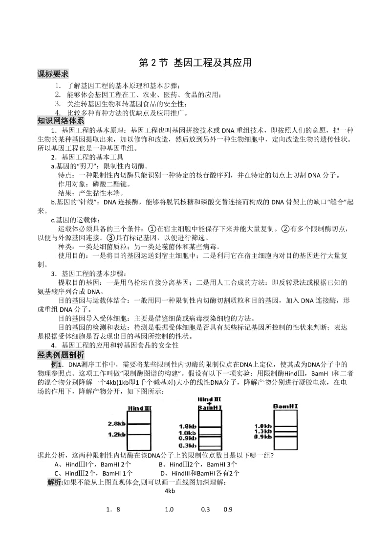 高三一轮复习 基因工程及其应用.doc_第1页