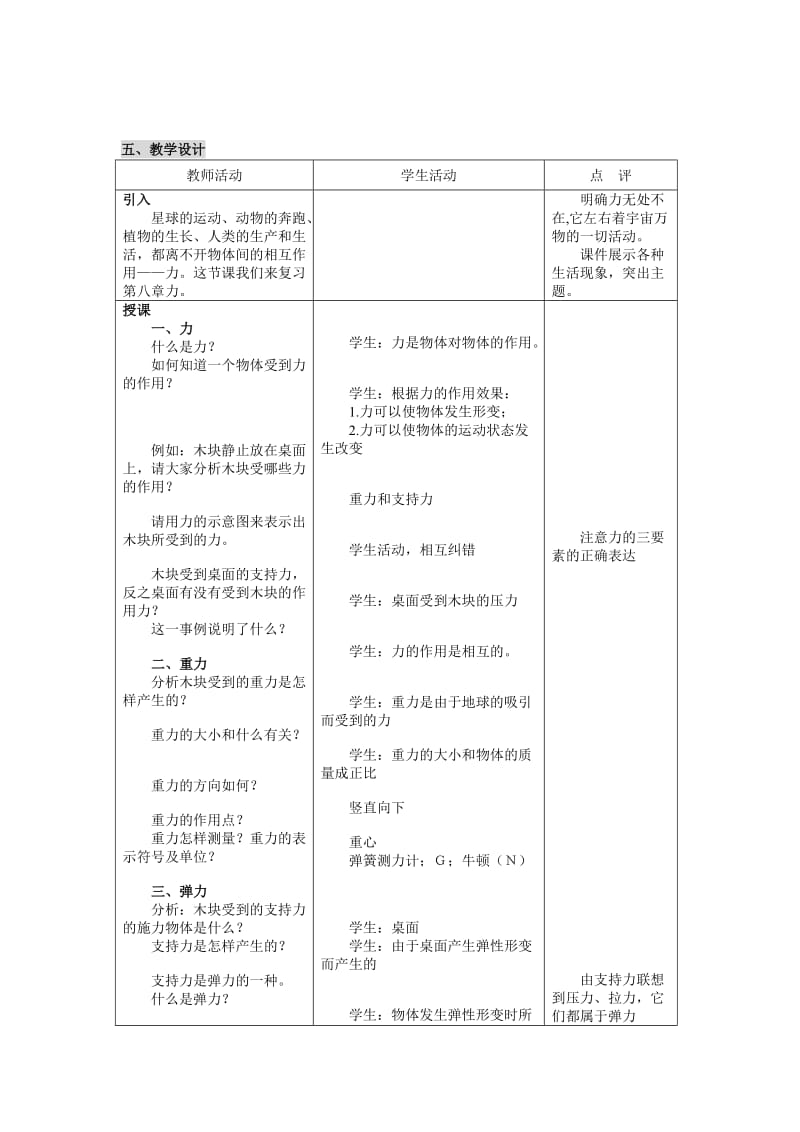 八年级物理力复习课教案.doc_第2页