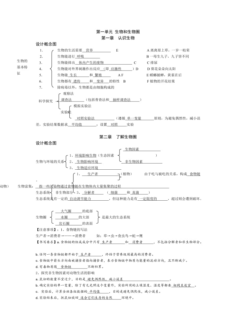 初一上册生物复习.doc_第1页