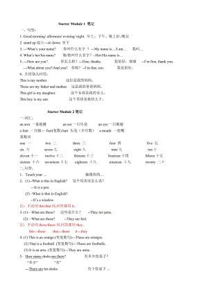 新外研版初一上StarterModule1-4筆記.doc