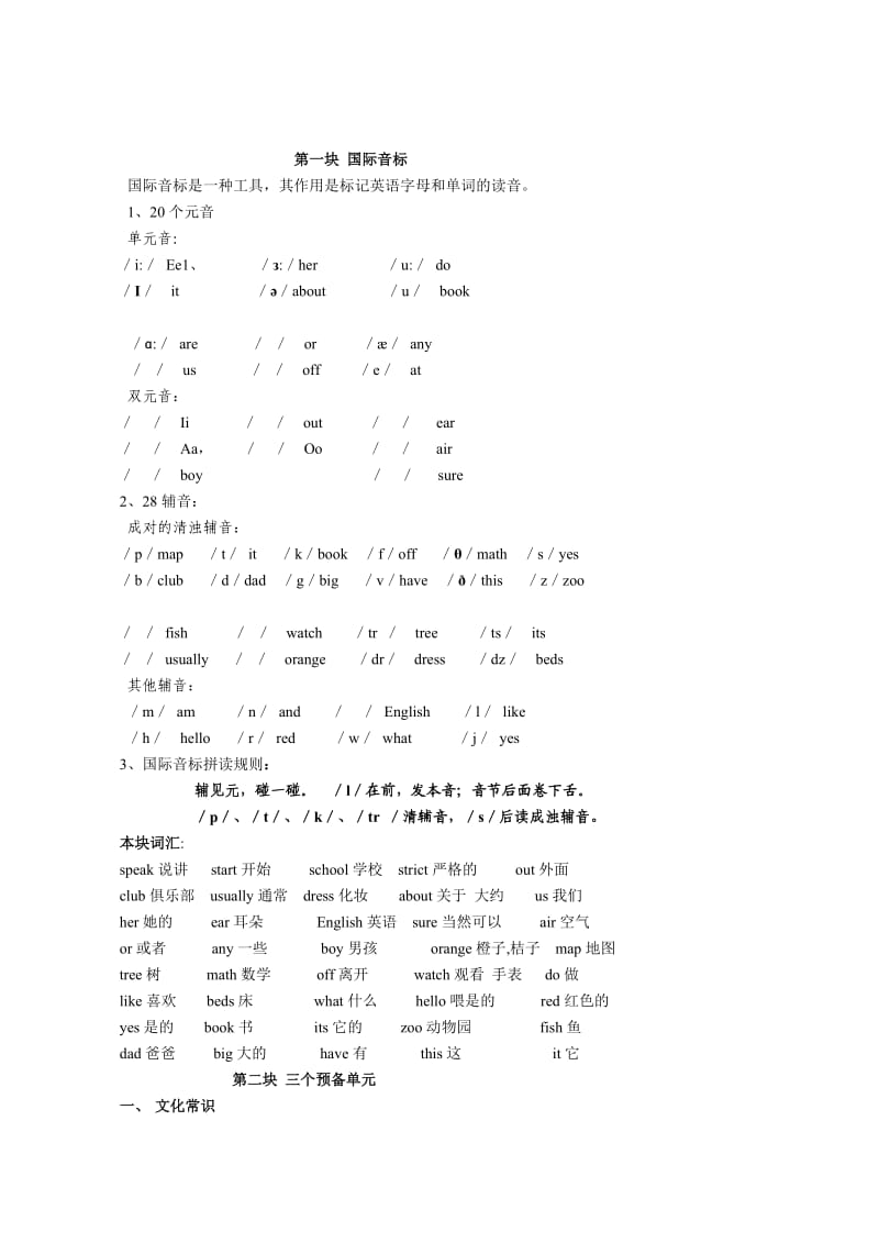 初一英语上册音标.doc_第1页