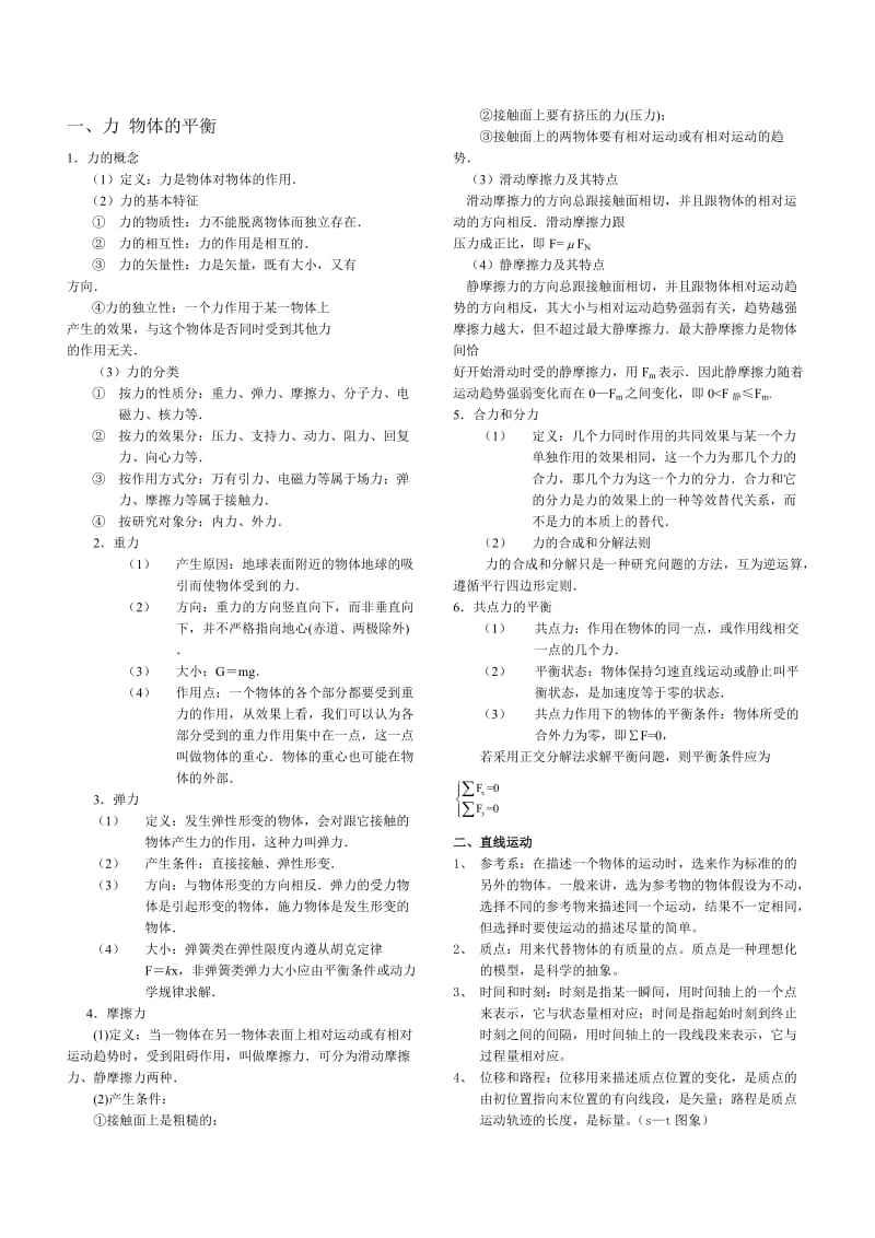 高中物理常用概念、公式、定律.doc_第1页