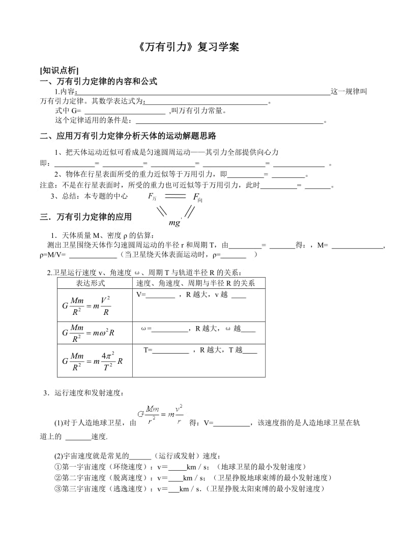 高一万有引力复习.doc_第1页