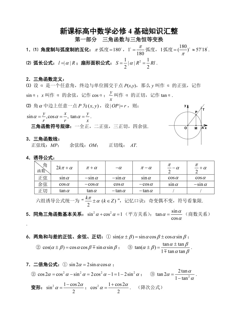 高中数学必修4基础知识汇整.doc_第1页