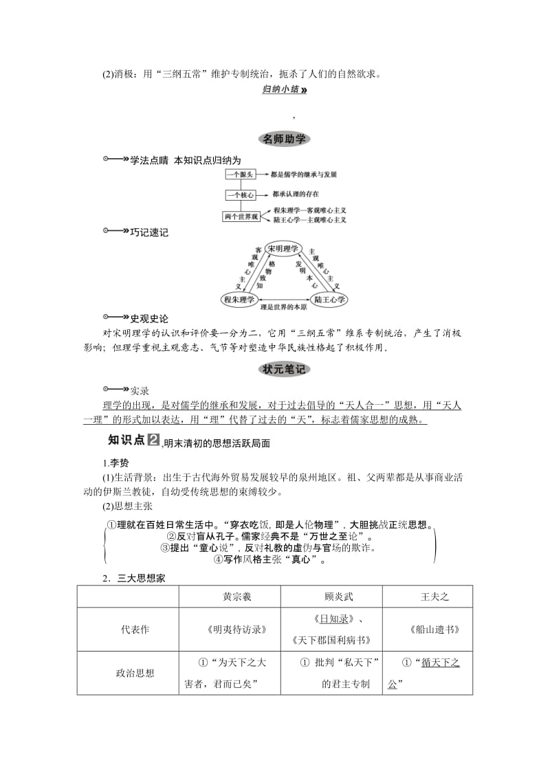 高三历史一轮复习：宋明理学与明清思想.doc_第2页