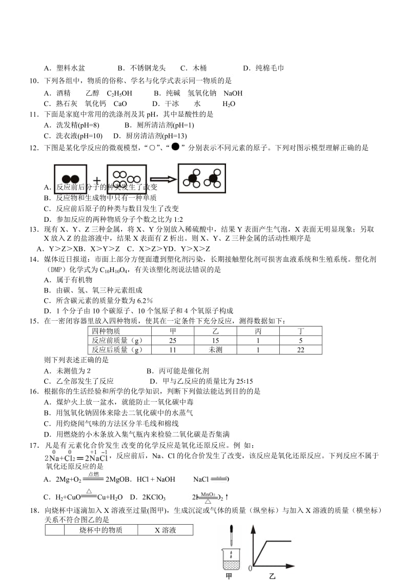 湖南娄底化学-2014初中毕业学业考试试卷.doc_第2页