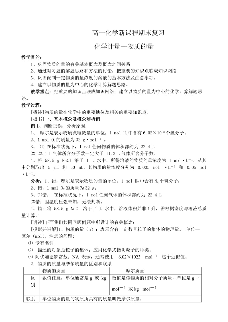 高一化学新课程期末复习.doc_第1页