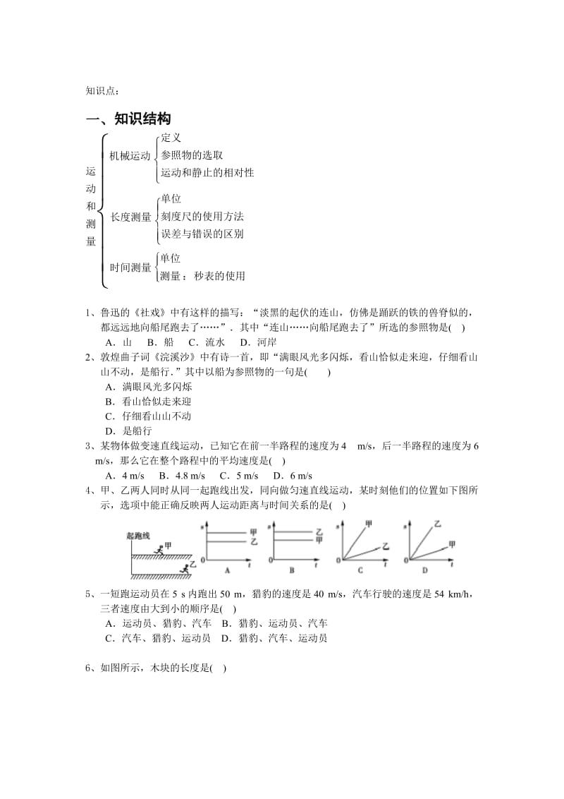 初中物理力学复习-力的简单介绍、运动、杠杆、滑轮.doc_第1页