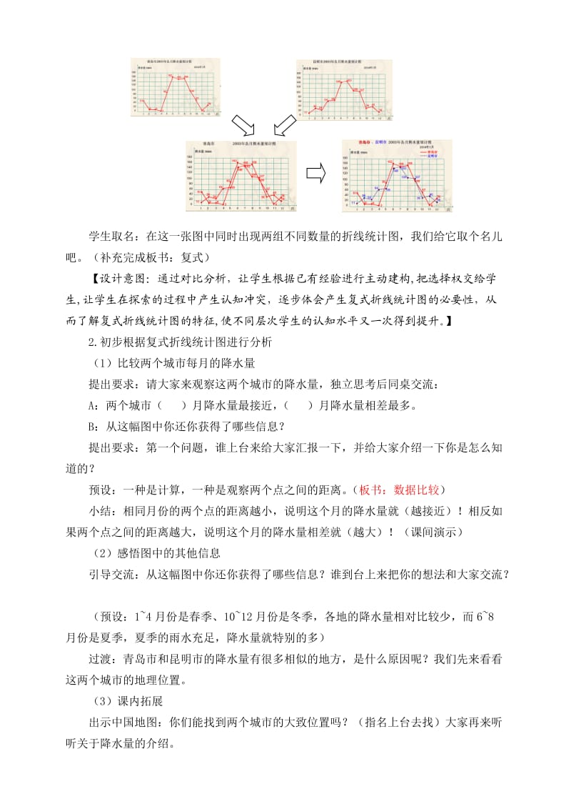 复式折线统计图教学设计.doc_第3页