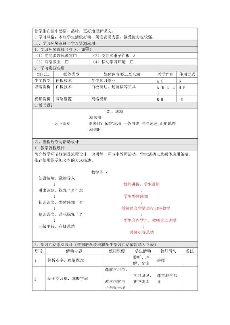 提升工程学习成果-信息化教学设计四上《观潮》.doc_第2页