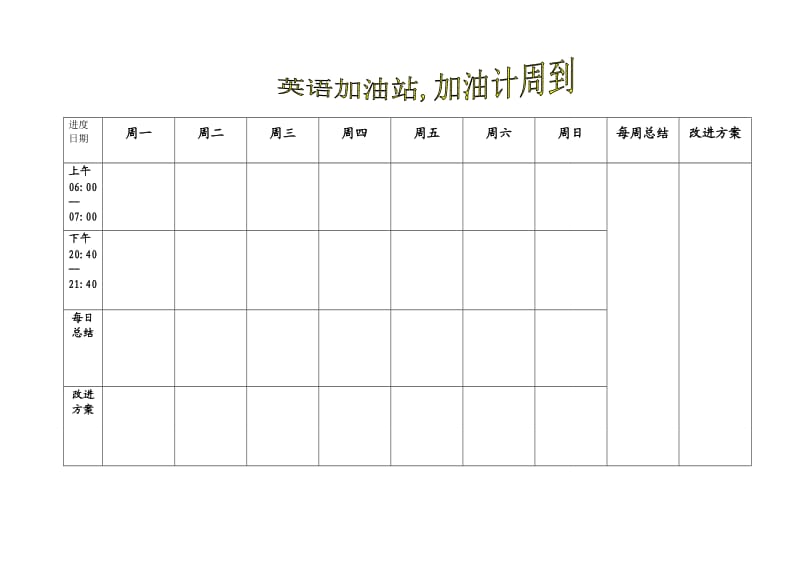 PDCA计划超实用表格-英语学习模版.doc_第1页