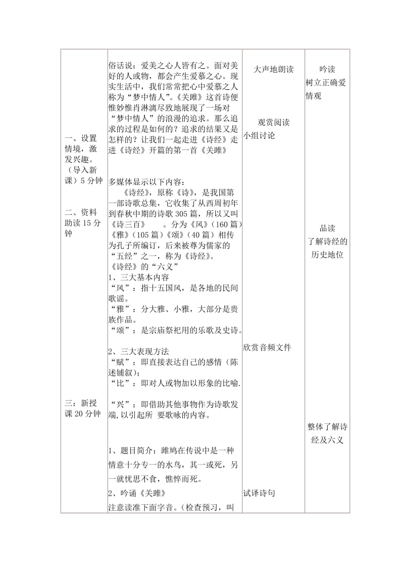 《关雎》教学设计与反思模板.doc_第2页