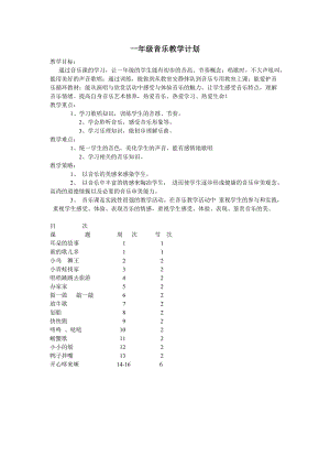 一年級音樂教學(xué)計劃.doc