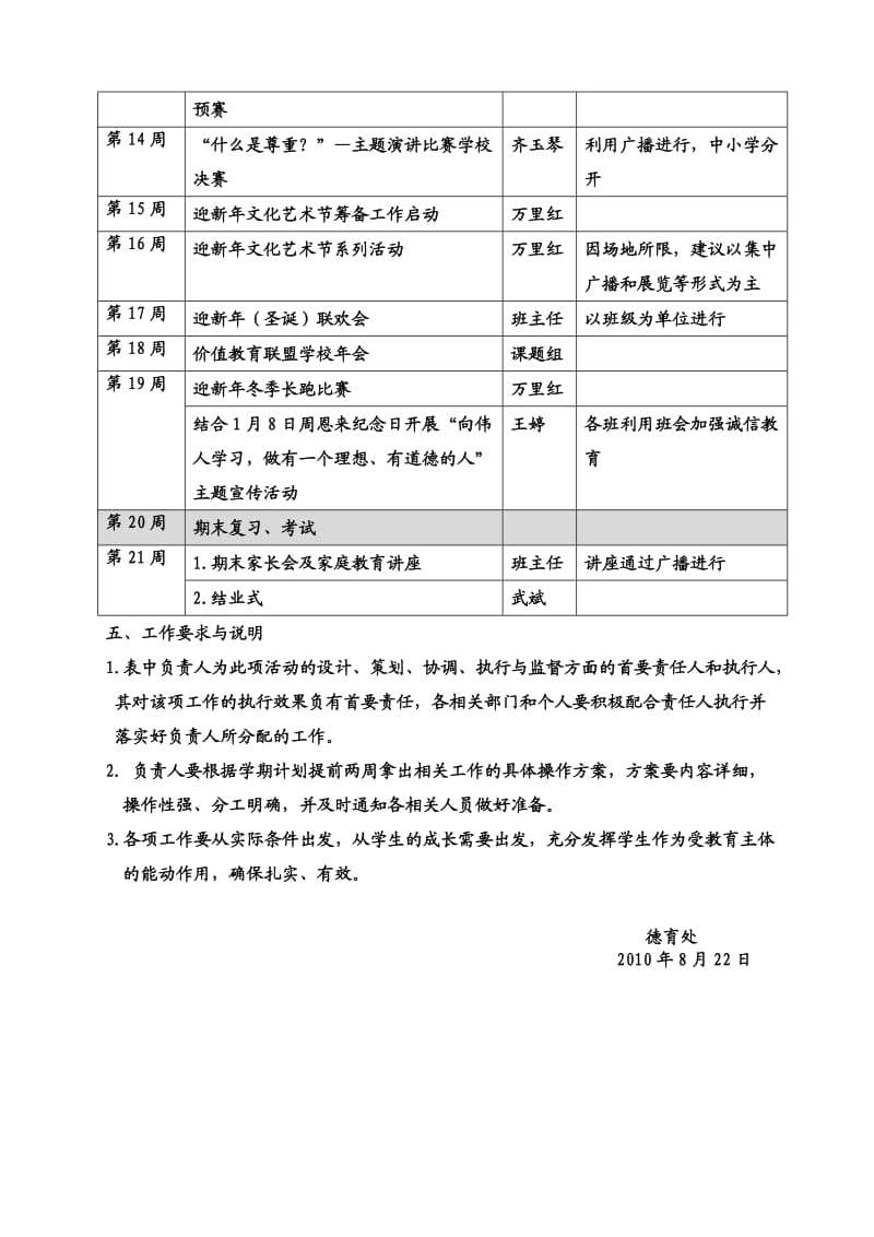 2010-2011学年第一学期开发区国际学校德育工作方案.doc_第3页