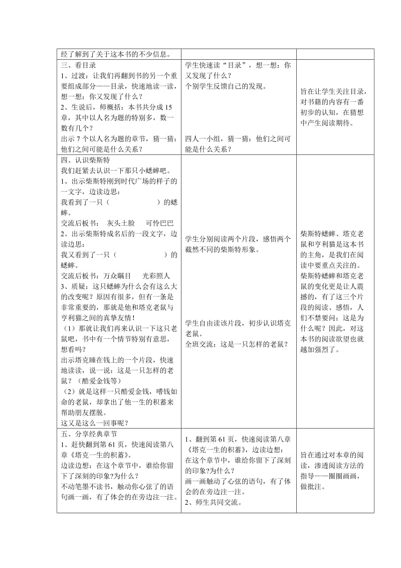 《时代广场的蟋蟀》教学设计与反思.doc_第3页