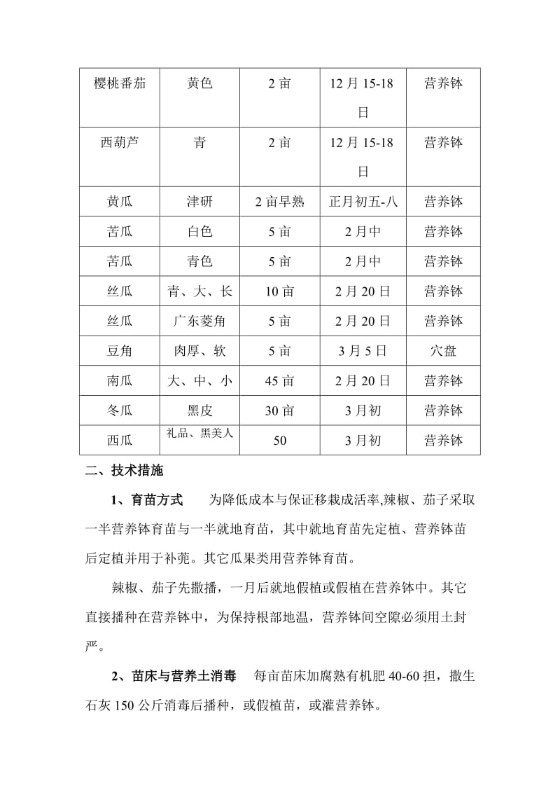 塑料大棚早春蔬菜育苗技术与管理方案.doc_第2页