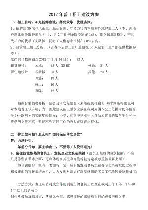 2012年公司招工有關(guān)政策的建議方案.doc