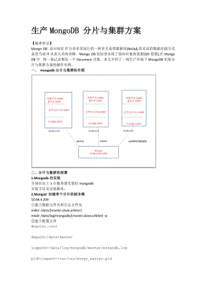 生產(chǎn)MongoDB分片與集群方案.docx