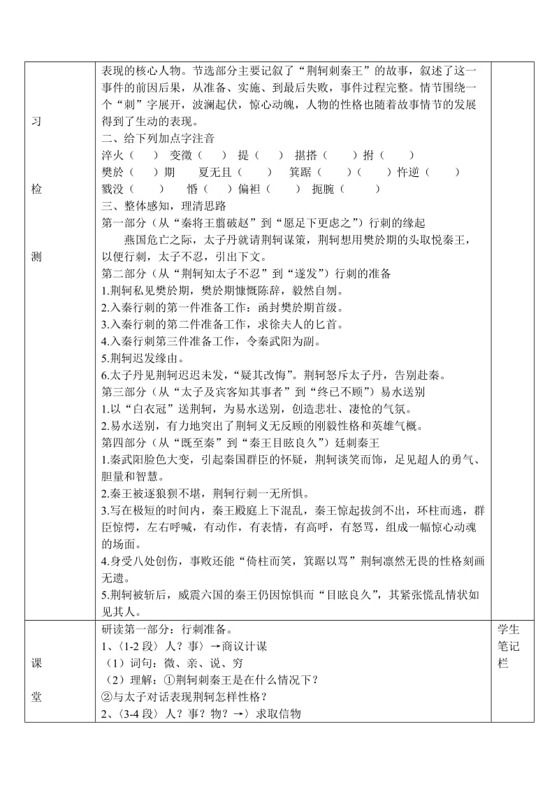 《荆轲刺秦王》导学案(标准模版参照拟写)(赵自乾编写).doc_第2页