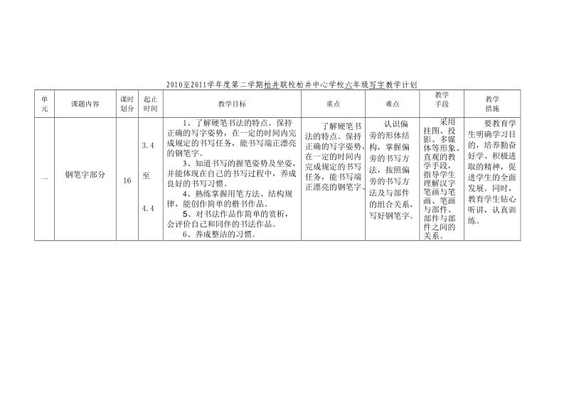 五下写字教学计划.doc_第3页