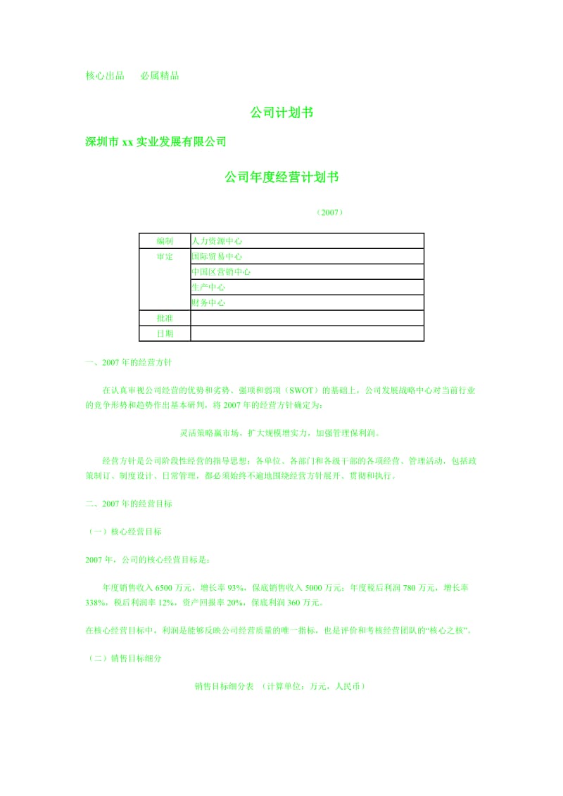 一个新公司的运营计划书.doc_第1页