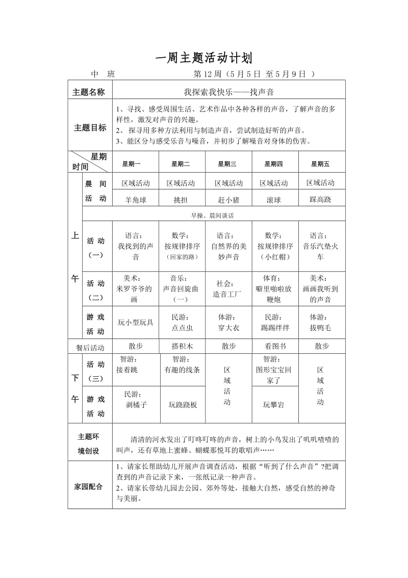 一周主题活动计划(中班12-18).doc_第1页