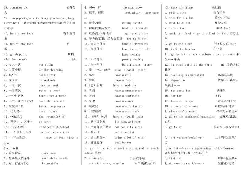 鲁教版七年级英语上册重点短语及句子.doc_第2页