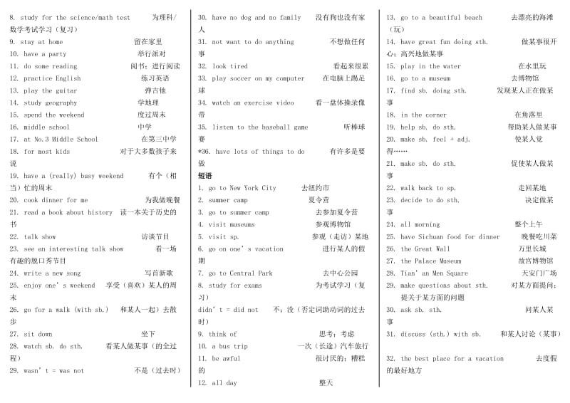 鲁教版七年级英语上册重点短语及句子.doc_第3页