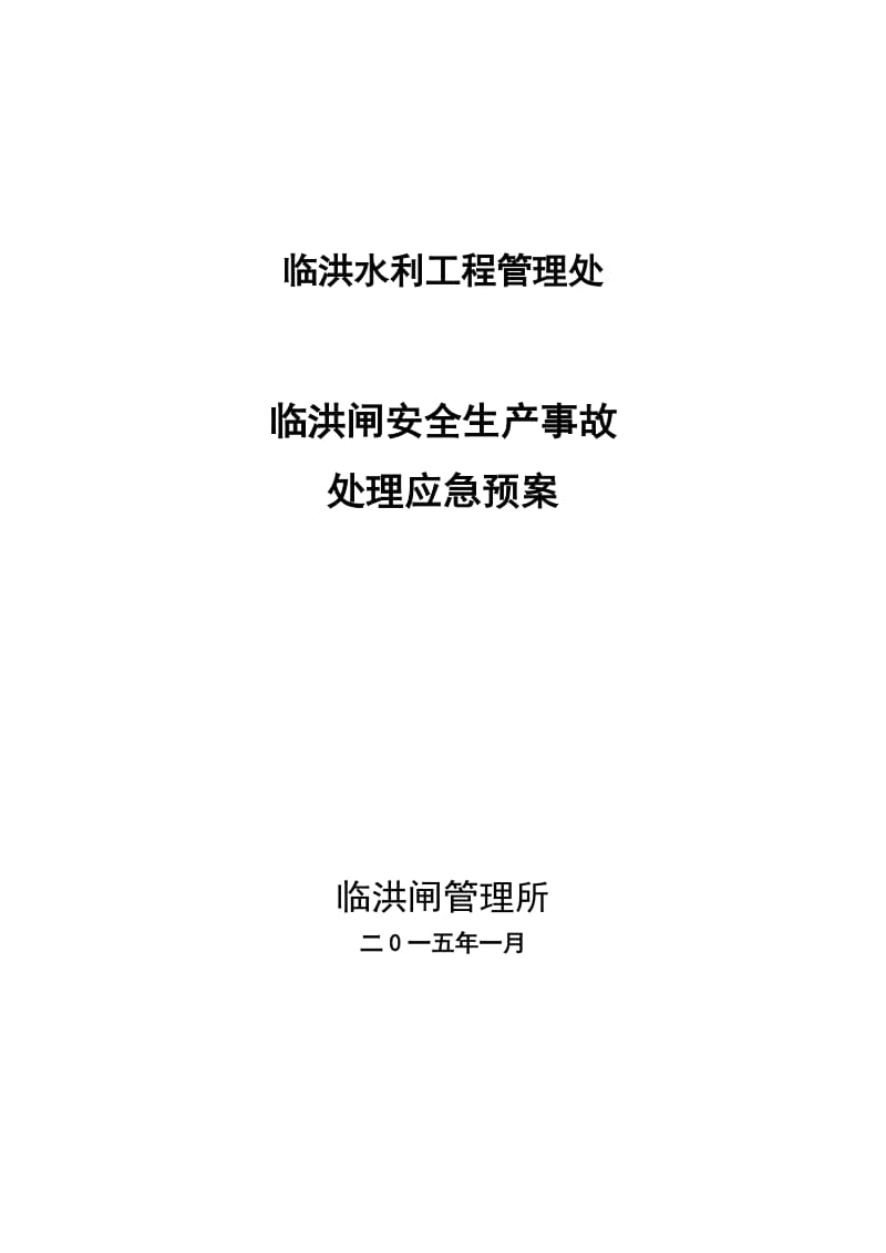 【安全生产】临洪闸安全生产事故处理应急预案_第1页