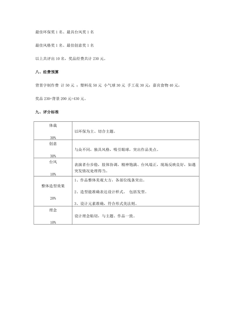 2014年福建中华高级技工学校首届“环保时装秀”活动策划方案.docx_第3页